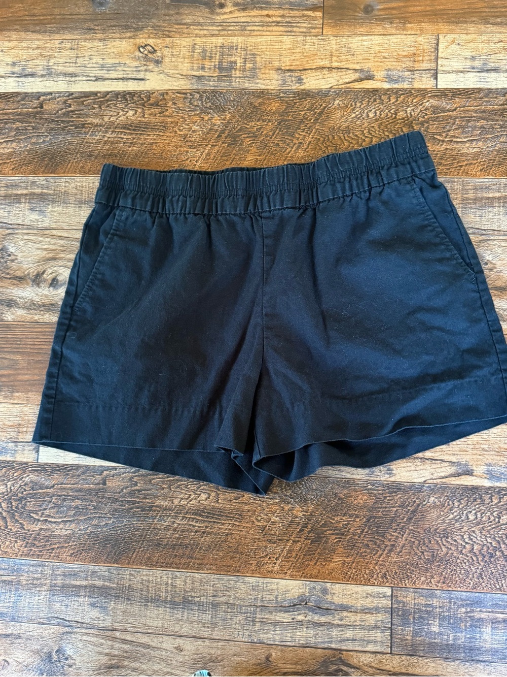 Peace of Pearl Women’s Black Linen Shorts Size Small Elastic Waist Pockets